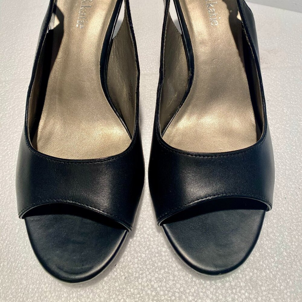 Kelly & Katie Black Leather Open Toe Slingback Heel Size 8.5 - Picture 2 of 7